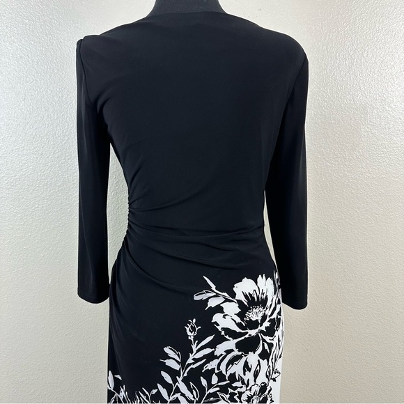 Lauren Ralph Lauren Black and White Side Ruched Dress Women's Size 4P - Picture 8 of 14